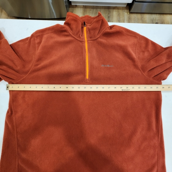 Eddie Bauer Fleece Mens TXL Polartec Red Orange 1/4 Zip Pullover Sweater Hiking - Picture 10 of 12